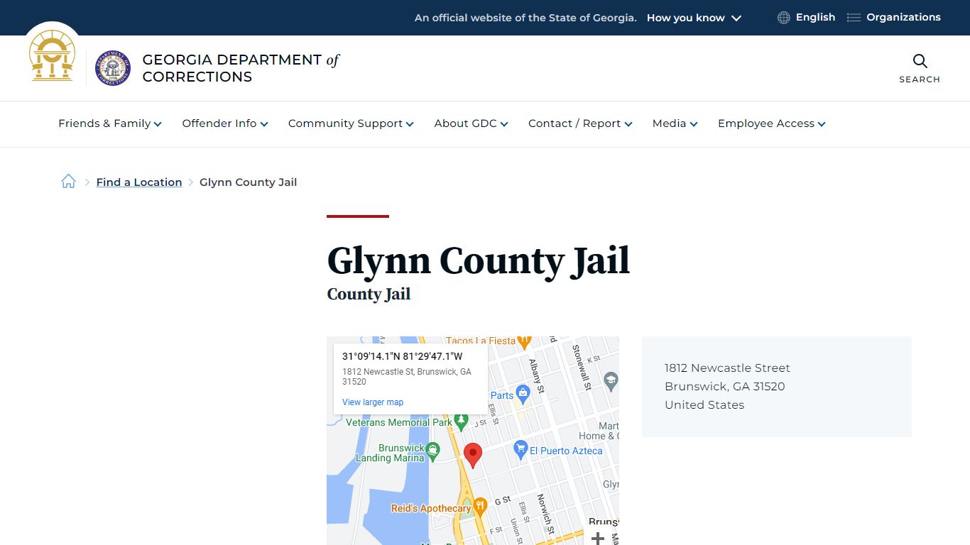 Glynn County Jail | Georgia Department of Corrections